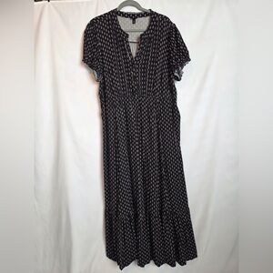 Torrid Maxi Dress - Black with White/Red Print - 2X